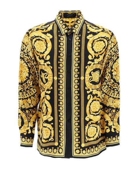 zwart versace t shirt digital barocco|Versace barocco silk shirt.